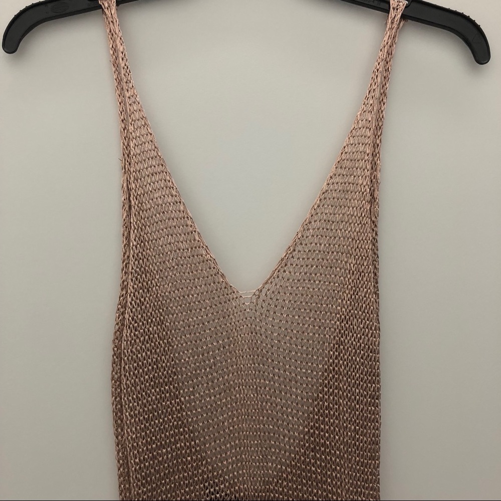 Rose Gold Sheer Metallic Midi Dress